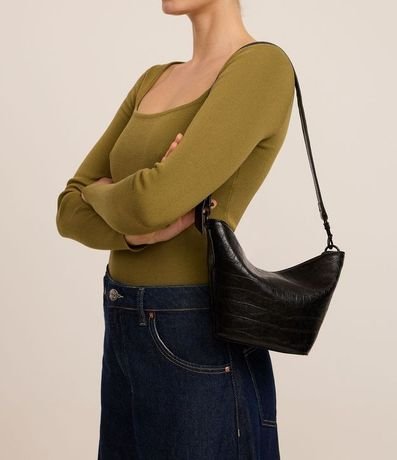 Cartera Shoulder Pequeña con Textura Crocco y Asa Ajustable 9