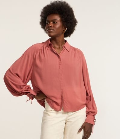 Camisa Corta en Crepé Sin Sisa y Fruncido en el Puño