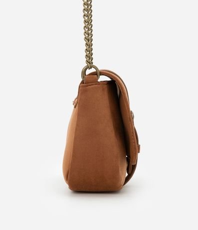 Bolsa Transversal Pequeña en Gamuza con Tapa con Hebilla y Asa de Cadena 3