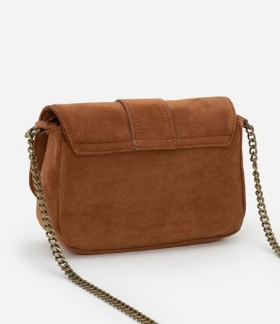 Bolsa Transversal Pequeña en Gamuza con Tapa con Hebilla y Asa de Cadena 4
