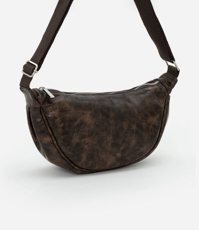 Cartera Media Luna Transversal Mediana Desteñida con Asa de Gorgoron