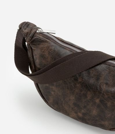 Cartera Media Luna Transversal Mediana Desteñida con Asa de Gorgoron 5