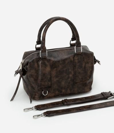 Bolsillo Mini Satchel Desteñida con Asa Corta y larga 9