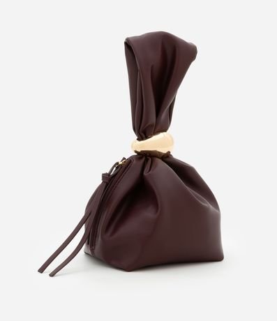 Bolsillo Bucket Pequeña con Correa de Mano con Detalle de Metal