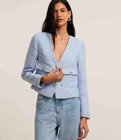 Casaqueto en Tweed con Bolsillos con Solapelas