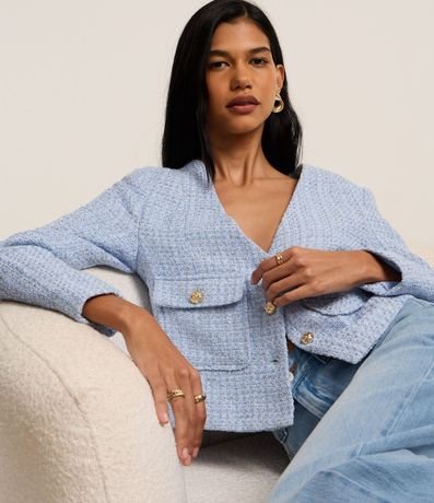 Casaqueto en Tweed con Bolsillos con Solapelas 6