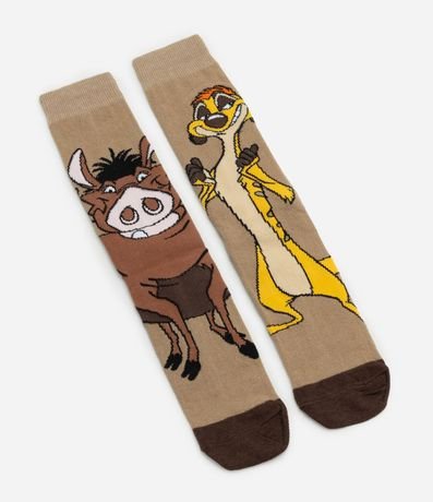 Media Caña Larga en Algodón con Estampa Timón y Pumba 4