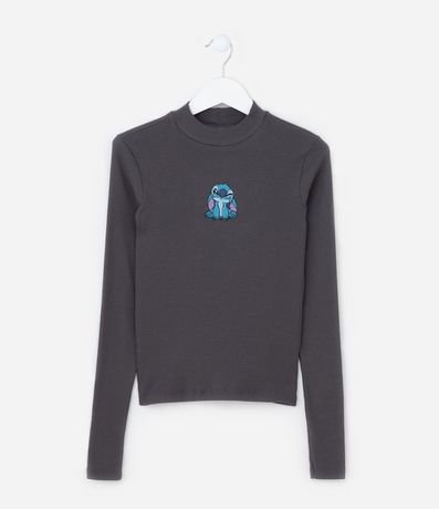 Remera Infantil Acanalada con Bordado Stitch - Talle 5 a 14 años