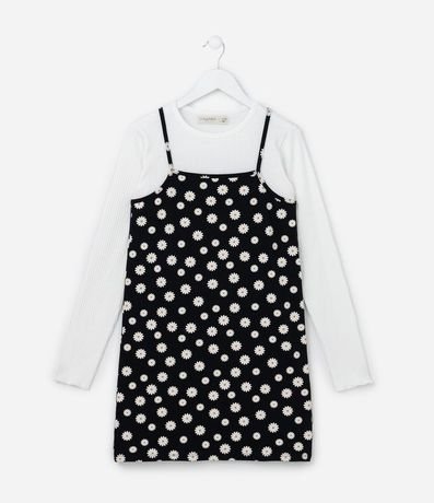 Vestido Infantil con Superposición y Estampa Margaritas - Talle 5 a 14 años 9