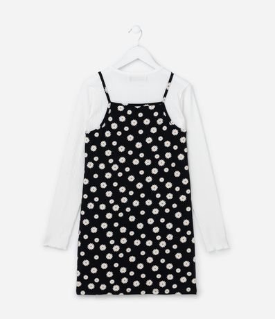 Vestido Infantil con Superposición y Estampa Margaritas - Talle 5 a 14 años 3