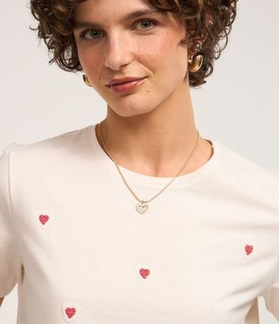 Blusa T-shirt en Algodón con Bordados de Corazoncitos 3
