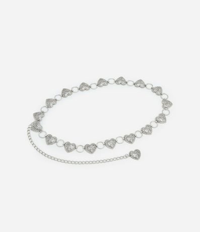 Cinturón Mediano en Cadena de Metal con Corazones  Trabajados