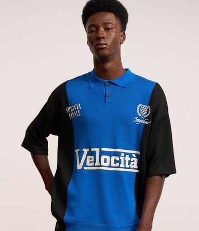 Remera Boxy Deportiva en Punto con Estampa Velocita