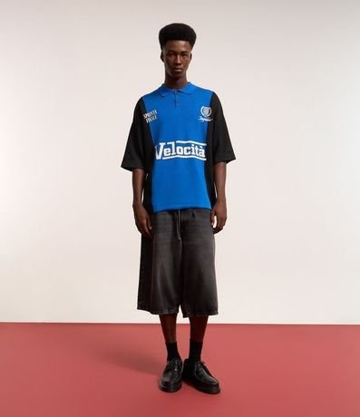 Remera Boxy Deportiva en Punto con Estampa Velocita 2