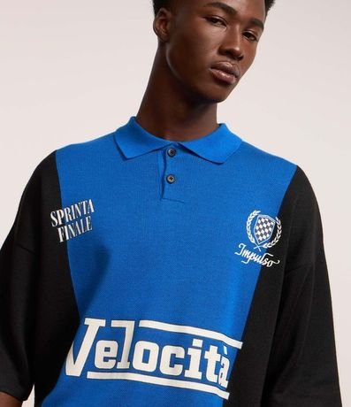 Remera Boxy Deportiva en Punto con Estampa Velocita 4