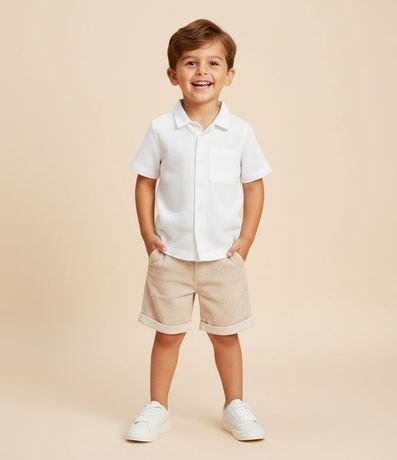 Camisa Infantil con Pequeño Bolsillo Texturizada - Talle 1 a 6 años
