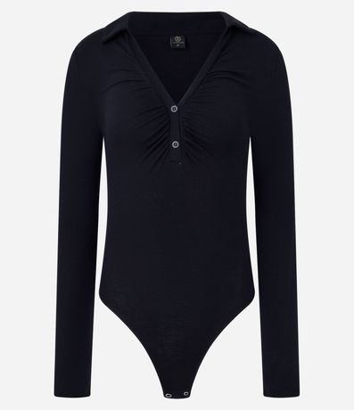 Body en Rib con Cuello Polo y Frunzidos en el Busto 7