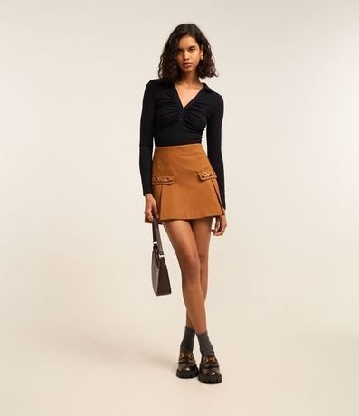 Body en Rib con Cuello Polo y Frunzidos en el Busto 2