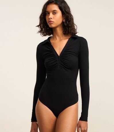 Body en Rib con Cuello Polo y Frunzidos en el Busto 5