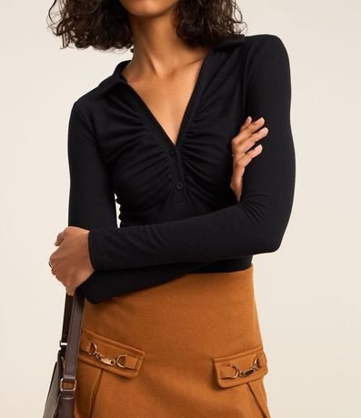 Body en Rib con Cuello Polo y Frunzidos en el Busto 6