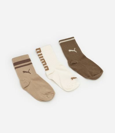 Kit 03 Medias Infantiles Cano Mediano Puma - Talle 25 a 39