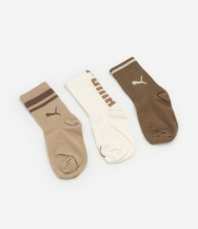 Kit 03 Medias Infantiles Cano Mediano Puma - Talle 25 a 39 2