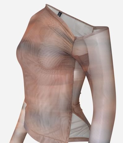 Blusa en Tule con Cuello Asimétrica y Estampa Manchada 5