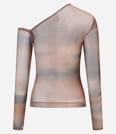Blusa en Tule con Cuello Asimétrica y Estampa Manchada 6