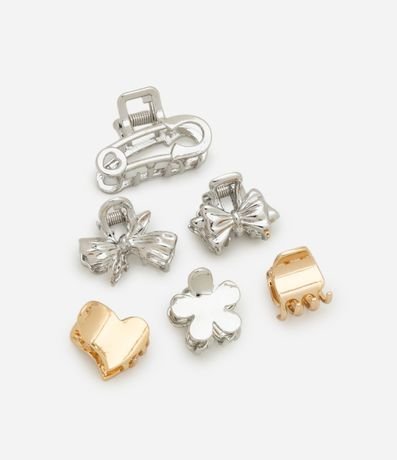 Kit 06 Pinzas para el Pelo con Formas Variadas Bicolores