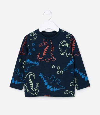 Remera Infantil en Suedine con Estampa Dinos - Talle 1 a 6 años