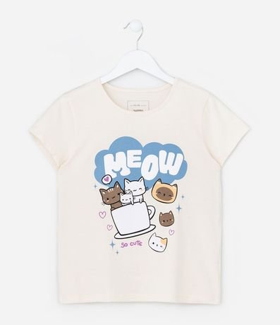 Remera Infantil con Estampa Gatitos en la Taza - Talle 5 a 14 años