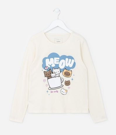 Remera Infantil con Estampa Gatitos Meow - Talle 5 a 14 años