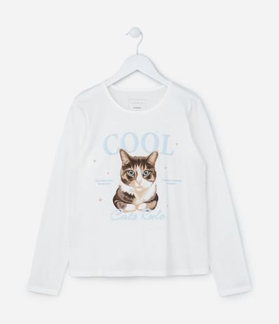Remera Infantil con Estampa Gatito - Talle 5 a 14 años