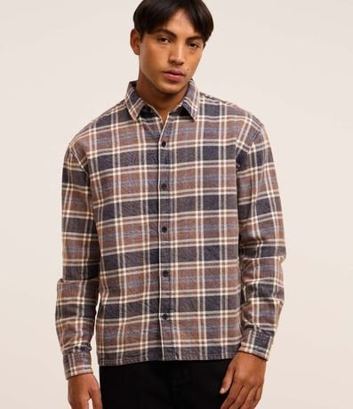 Camisa en Franela con Estampa de Cuadros