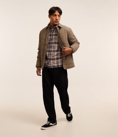 Camisa en Franela con Estampa de Cuadros 2