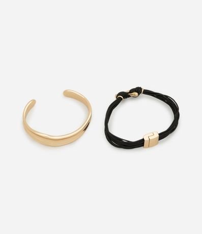 Kit 02 Pulsera de Hilos con Iman y Pulsera Rígida Abierta