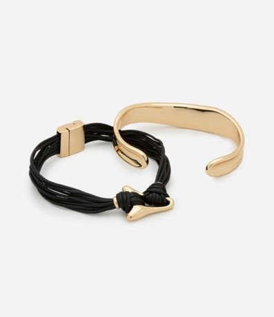 Kit 02 Pulsera de Hilos con Iman y Pulsera Rígida Abierta 2