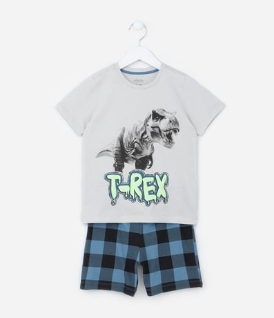Pijama Infantil con Estampa Dino T-Rex - Tam  6 a 14 años
