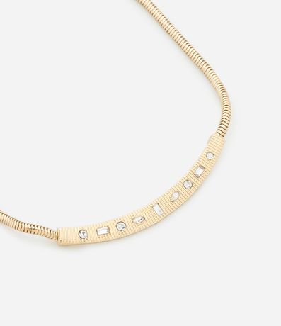 Collar Corto con Cadena Serpiente y Placa con Strass 2