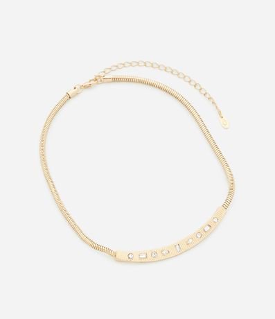 Collar Corto con Cadena Serpiente y Placa con Strass 3