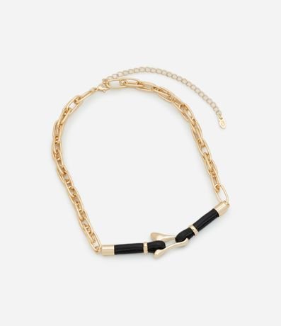 Collar Corto con Eslabones Dobles y Colgantes en PU 3