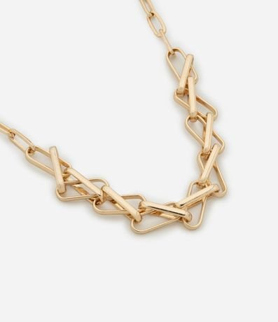 Collar Corto en Metal con Eslabones Duplos