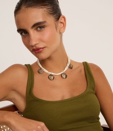 Cola Maxi con Cadena de Hilo Encerado y Colgantes con Textura Ondas