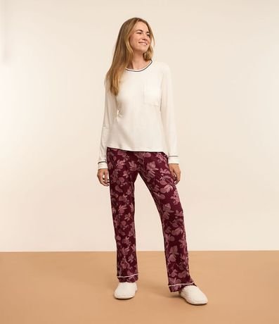 Pijama Largo en Viscosa con Estampa de Higos