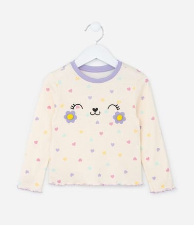 Pijama Infantil en Rib con Estampa Carita Tierna - Talle 1 a 4 años 2