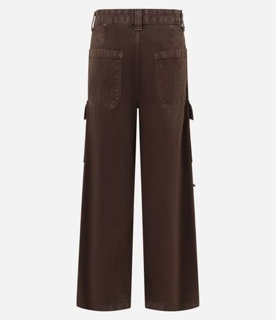 Pantalón Wide Leg Cintura Alta en Sarga con Bolsillos Cargo 9