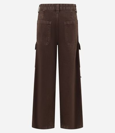 Pantalón Wide Leg Cintura Alta en Sarga con Bolsillos Cargo 6