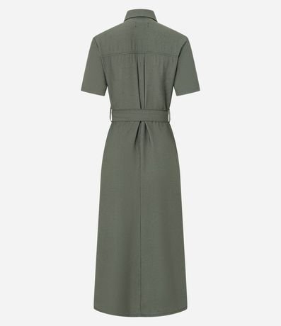 Vestido Midi en Sarga con Bolsos Utilitários y Lazo 6