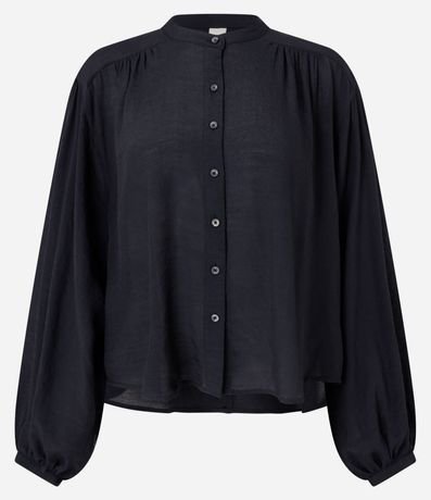 Camisa en Chiffon con Manga Abullonada y Cuello Padre 6