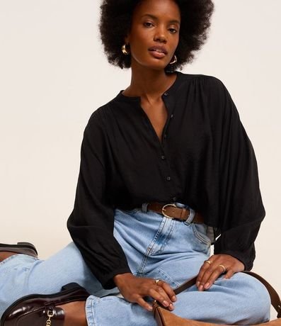 Camisa en Chiffon con Manga Abullonada y Cuello Padre 5